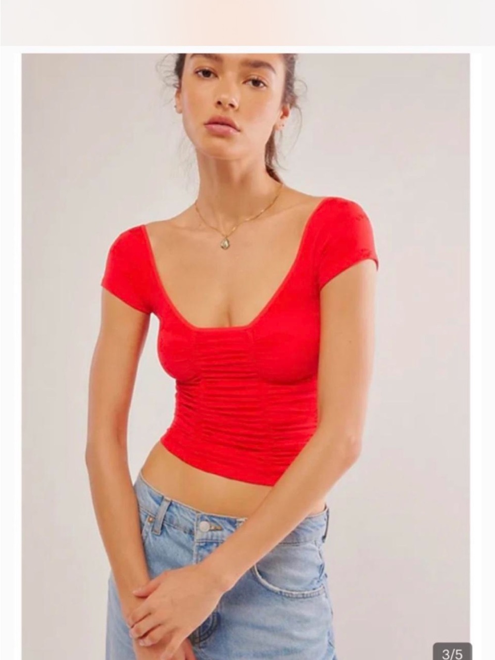 NWT Free People Scrunch Shirt Red Size Medium